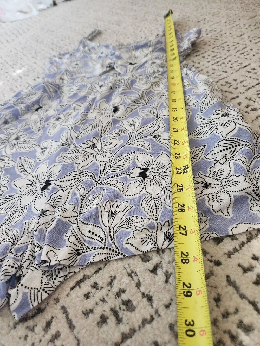 LOFT Beach Floral Romper  Blue White Keyhole Cutout Resort Cover-Up Soft Comfy S